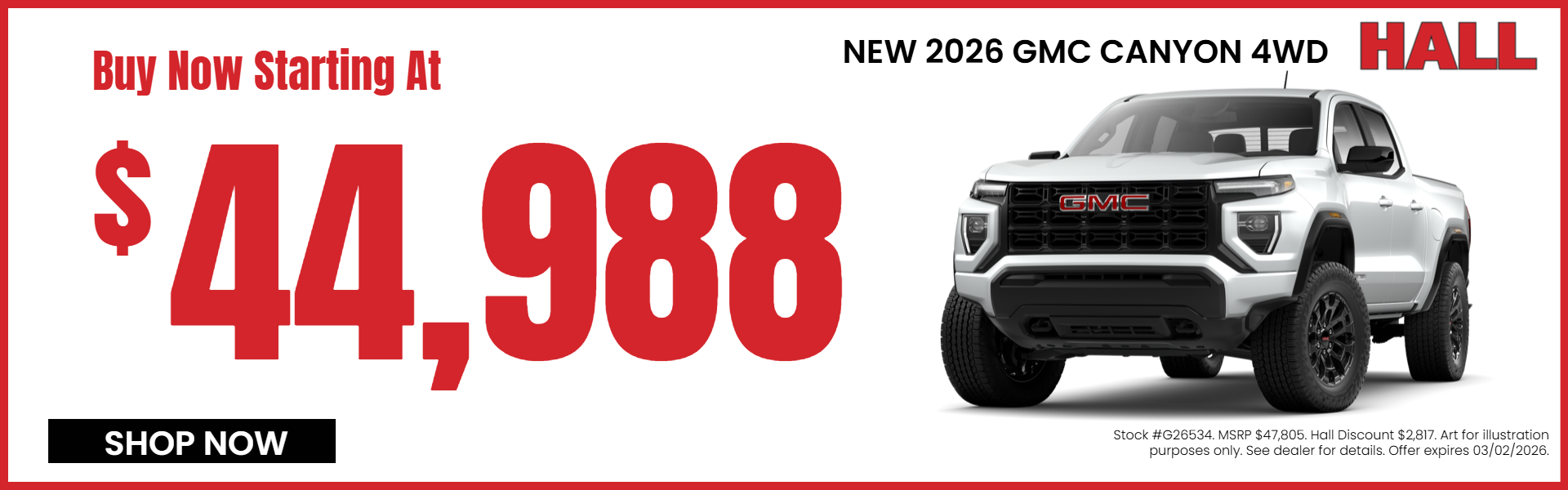 CANYON OFFERS FROM HALL BUICK GMC IN TYLER, TX